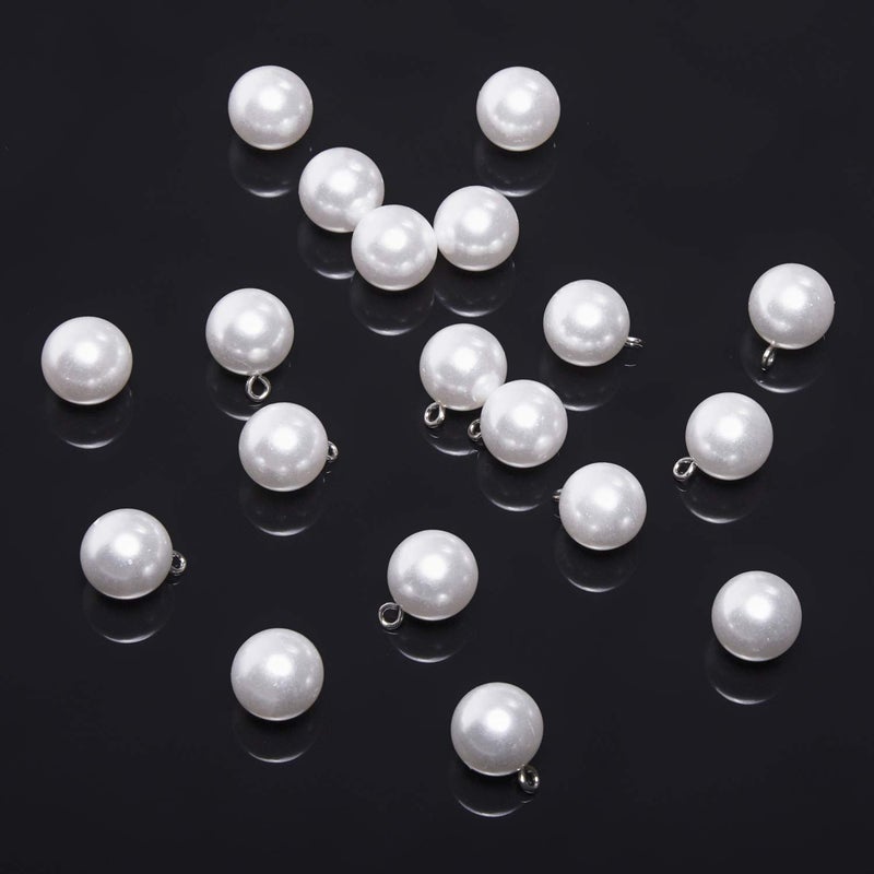 iKammo Bridal Buttons 20pcs Full Round Pearl (White) (12mm) - Image 4